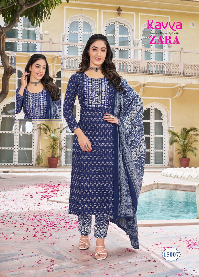 Zara Vol 15 By Kavya Cambric Cotton Embroidery Kurti With Bottom Dupatta Wholesale Online